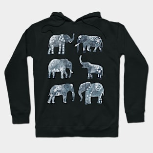 Floral Elephants - Gray Hoodie